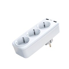 XO wall charger with socket splitter WL08 2,4 A 2x USB white 16A 4000W MAX цена и информация | Бытовые удлинители | hansapost.ee