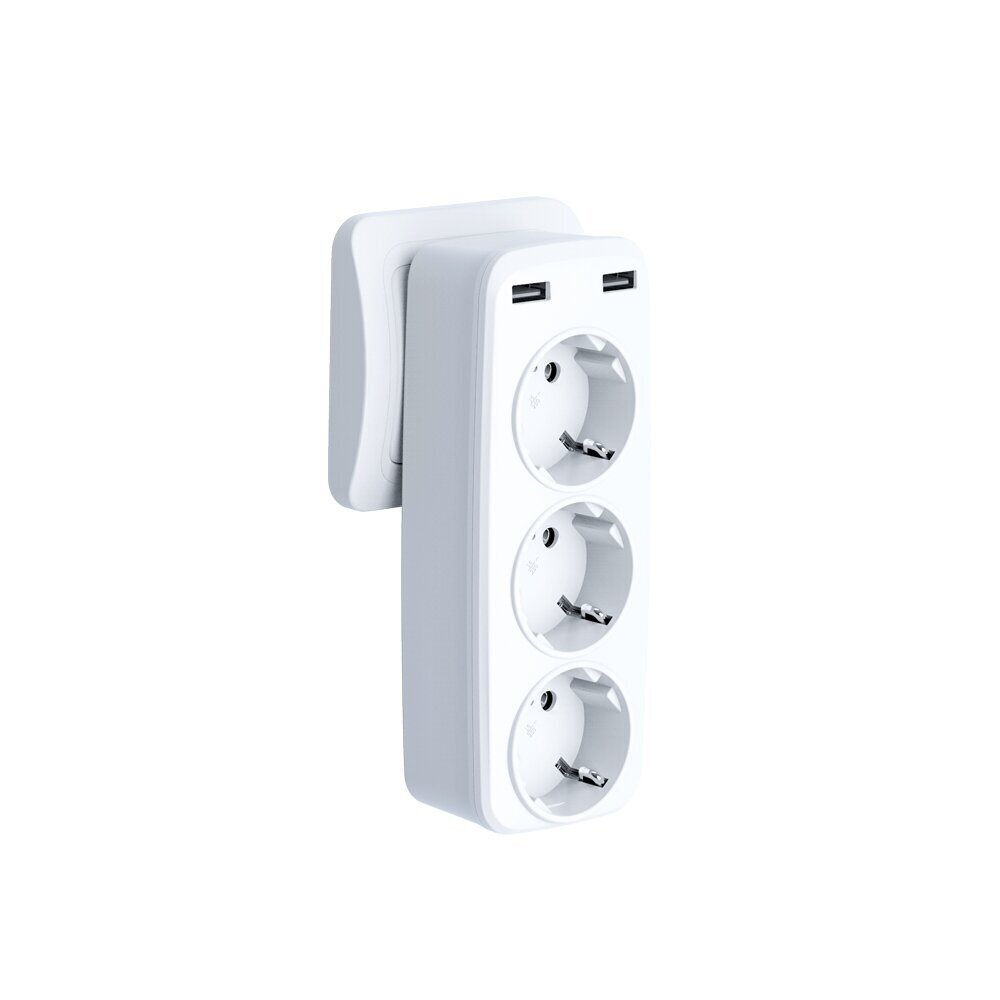 XO wall charger with socket splitter WL08 2,4 A 2x USB white 16A 4000W MAX цена и информация | Pikendusjuhtmed | hansapost.ee