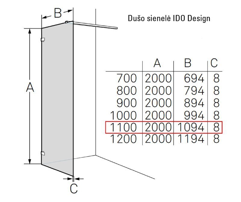 Dušisein IDO Design 110 hind ja info | Dušiseinad ja dušiuksed | hansapost.ee