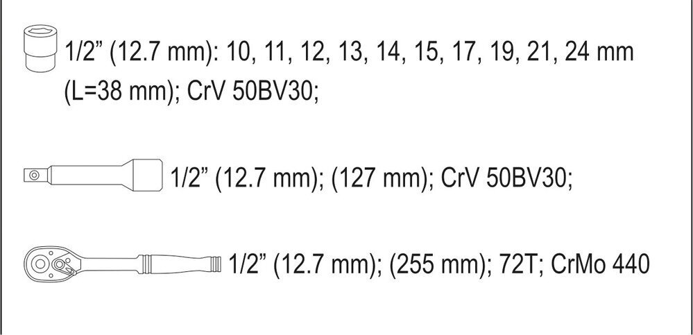 Peade ja mutrivõtmete komplekt YATO YT-38671 | 12 tk. hind ja info | Käsitööriistad | hansapost.ee