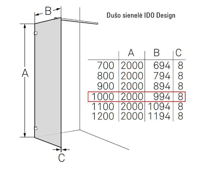 Dušisein IDO Design 100 цена и информация | Dušiseinad ja dušiuksed | hansapost.ee