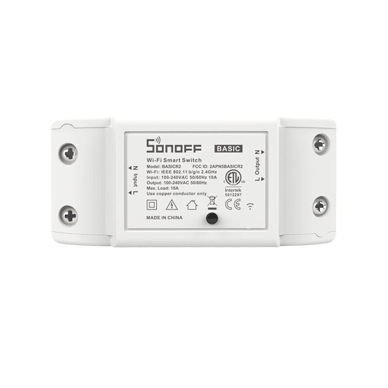 Nutikas lüliti Sonoff Basic R2, 2200W, 230VAC, rakendusest juhitav, Wi-Fi, hääljuhtimine цена и информация | Valvesüsteemid, kontrollerid | hansapost.ee