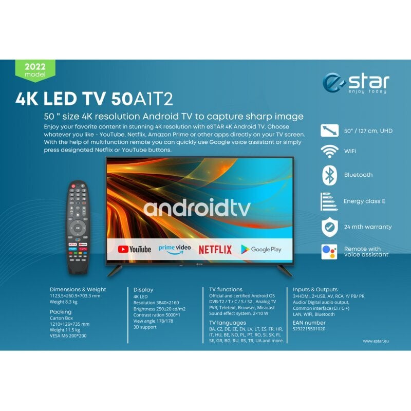 eStar LED50A1T2 hind ja info | Televiisorid | hansapost.ee