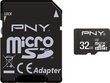 PNY SDU32GPER50-EF, micro SDHC 32GB (+ SD adapter) hind ja info | Mälukaardid mobiiltelefonidele | hansapost.ee