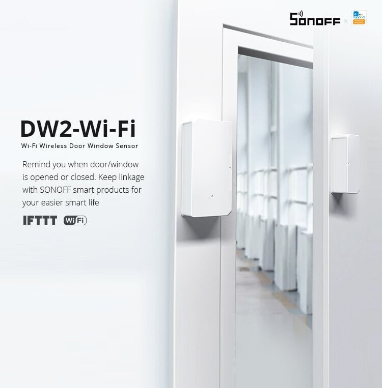 WiFi-ga ukse- / aknasensor SONOFF DW2-Wi-F hind ja info | Valvesüsteemid, kontrollerid | hansapost.ee