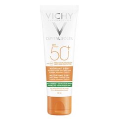 Päikesekaitsekreem Vichy Capital Soleil SPF 50+ - Mattifying protective face cream 3 in 1, 50 ml hind ja info | Päikesekaitse ja päevitusjärgsed kreemid | hansapost.ee