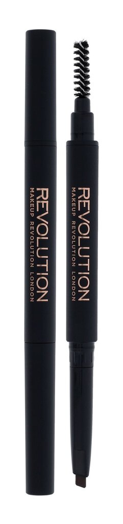 Kulmupliiats koos harjaga Makeup Revolution London Duo Brow 0,15 g, Medium Brown цена и информация | Kulmupliiatsid, -puudrid ja -värvid | hansapost.ee