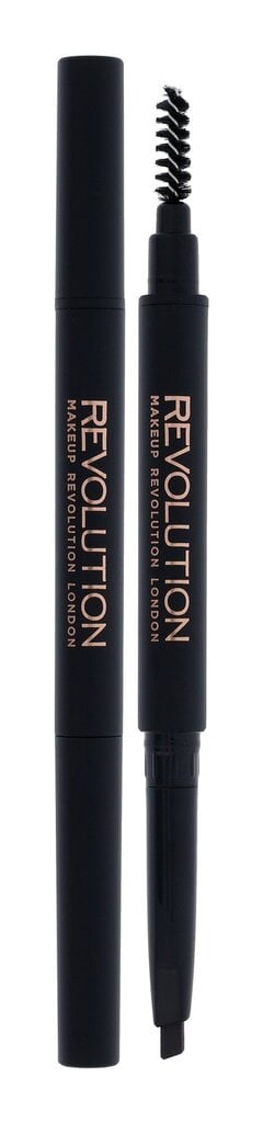 Kulmupliiats koos harjaga Makeup Revolution London Duo Brow 0,15 g, Dark Brown hind ja info | Kulmupliiatsid, -puudrid ja -värvid | hansapost.ee