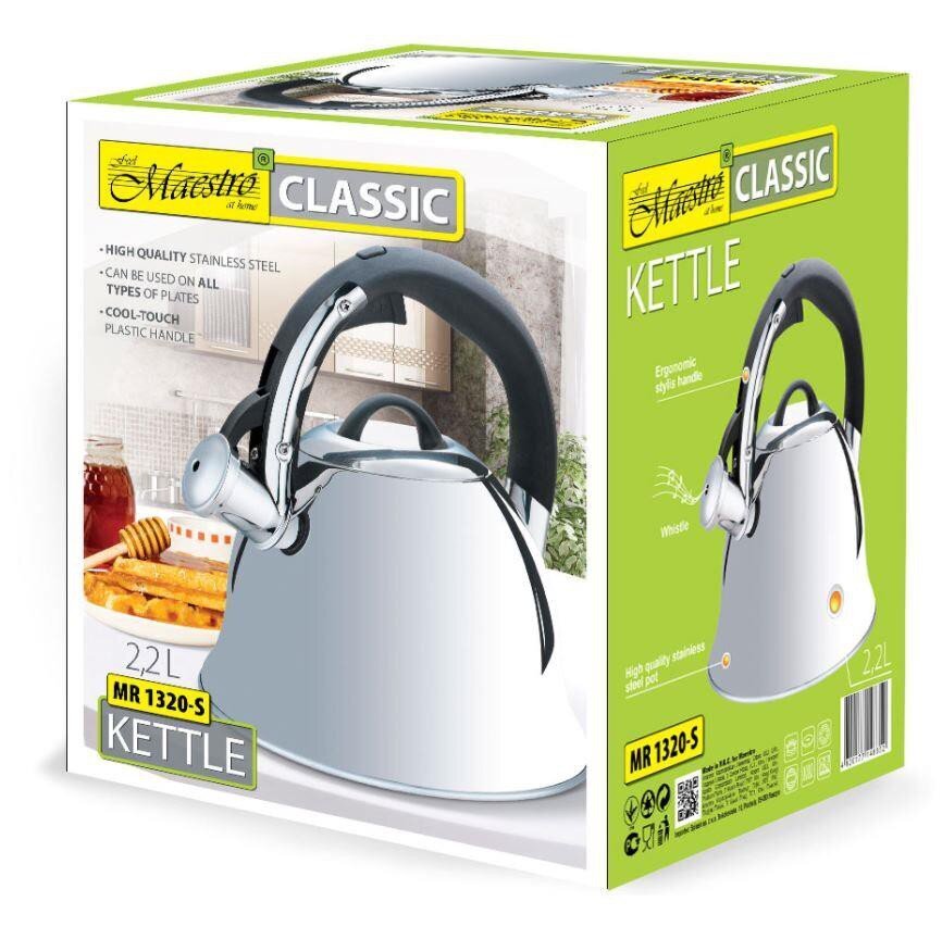 Non-electric kettle Maestro MR-1320-S Silver 2,2 L цена и информация | Teekannud, kohvikannud, veekeedukannud | hansapost.ee