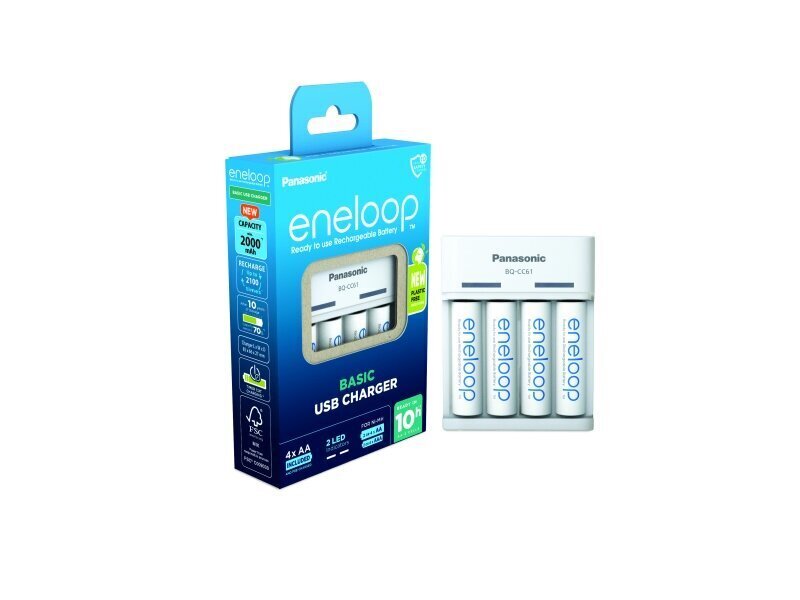 Laadija Panasonic Eneloop K-KJ61MCD40USB, 2,25 tundi цена и информация | Fotoaparaatide laadijad | hansapost.ee