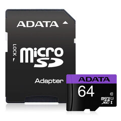 Mälukaart ADATA, AUSDX64GUICL10-PA1, 64 GB hind ja info | Fotoaparaatide mälukaardid | hansapost.ee