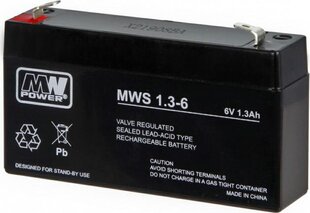 MPL MW POWER MWS 1.3-6 UPS battery Lead-acid accumulator VRLA AGM Maintenance-free 6 V 1,3 Ah Black, Grey hind ja info | Mänguasjad poistele | hansapost.ee