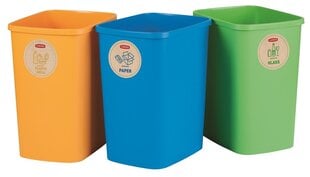 Комплект мусорников, без крышки Deco Flip Bin 3x25L синий / зеленый / желтый цена и информация | Мусорные баки | hansapost.ee