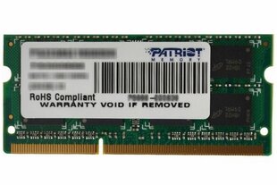 Patriot Memory 4GB DDR3 SODIMM memory module 1333 MHz hind ja info | Operatiivmälu | hansapost.ee