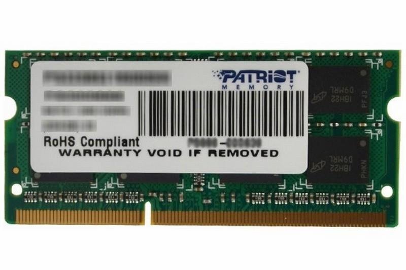 Patriot Memory 4GB DDR3 SODIMM memory module 1333 MHz цена и информация | Operatiivmälu | hansapost.ee