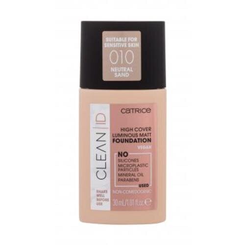 Catrice Clean ID Luminous Matt Make-up - Matující a rozjasňující tekutý make-up 30 ml 010 Neutral Sand #CFA688 цена и информация | Jumestuskreemid ja puudrid | hansapost.ee