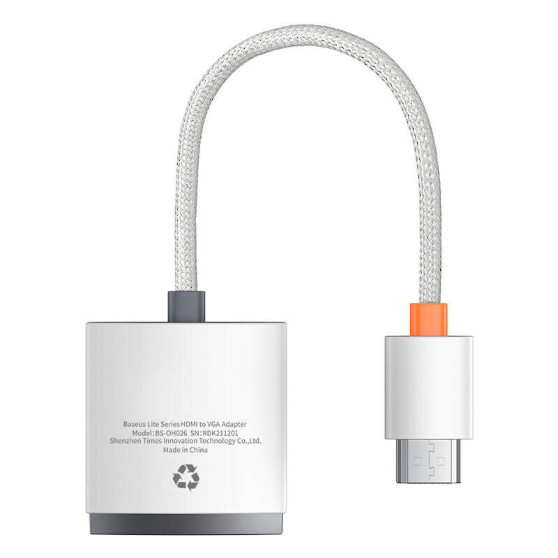 Adapter Baseus Lite Series HDMI to VGA, with audio (white) цена и информация | USB adapterid ja jagajad | hansapost.ee