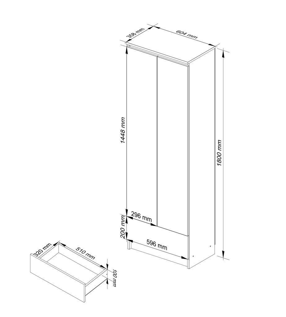 Riiul-kapp NORE CLP R60, hall hind ja info | Riiulid | hansapost.ee