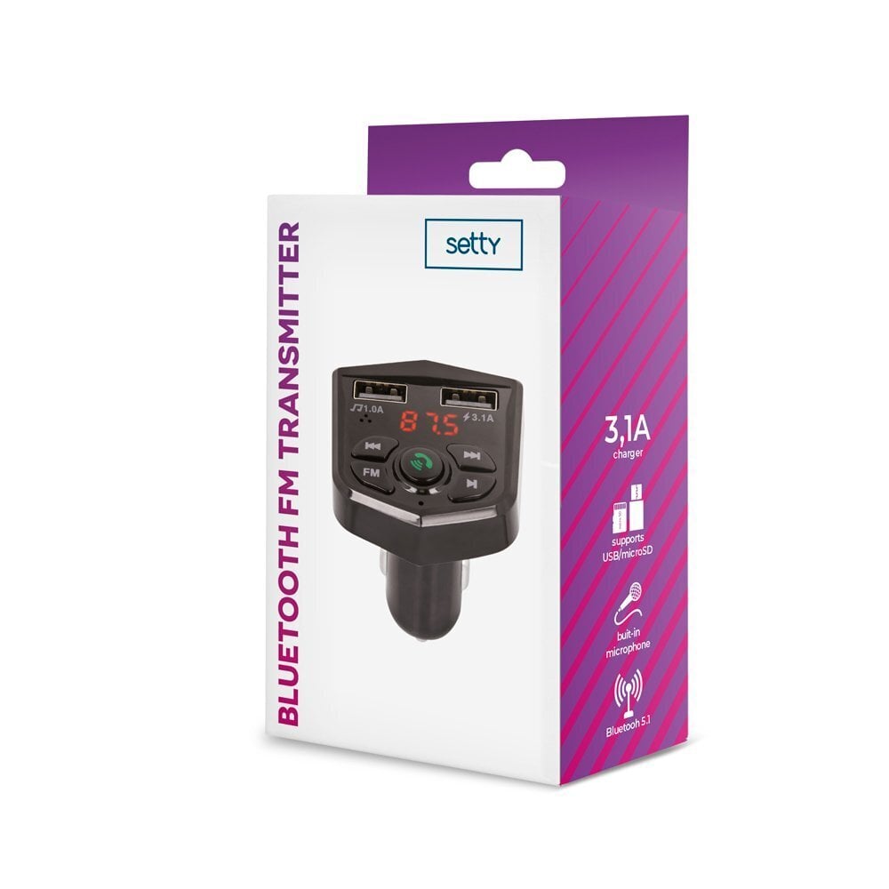 Setty TFM-03 FM Bluetooth Transmitter Car Radio / MP3 / 2 x USB / Black hind ja info | FM trasmitterid ja modulaatorid | hansapost.ee