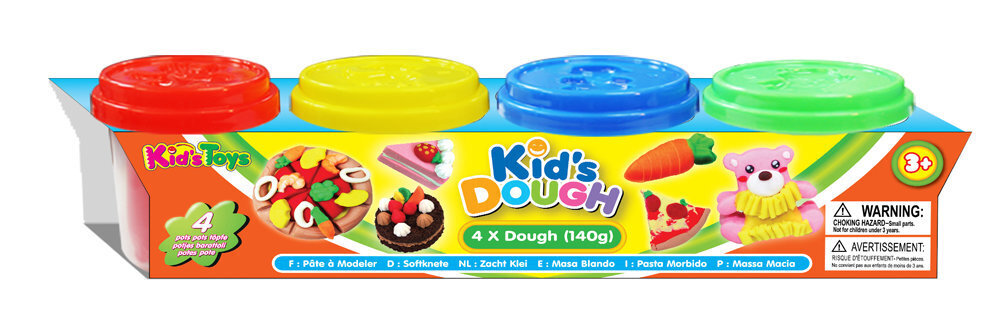 Modelleerimise mass Kid's Dough , 4 x 140g цена и информация | Kunstitarbed, voolimise tarvikud | hansapost.ee