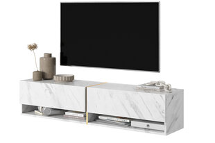 TV-laud SELSEY Mirrgo 140 valge marmor + kuldne sisetükk. hind ja info | Televiisori alused | hansapost.ee