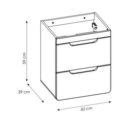Шкаф под умывальник с выдвижными ящиками ARUBA WHITE, 50х60х40 см цена и информация | Шкафчики для ванной | hansapost.ee