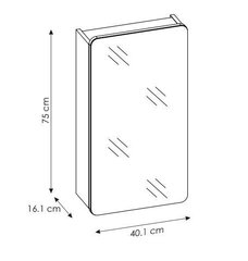 Vannitoa peegelkapp 40x75x16 cm ARUBA hind ja info | Comad Vannitoamööbel | hansapost.ee