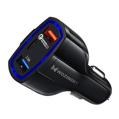 Универсальное автомобильное зарядное устройство Wozinsky 2X USB /USB TYPE C, 3.0 q3.0, черный (WCC-01) цена и информация | Зарядные устройства для телефонов | hansapost.ee