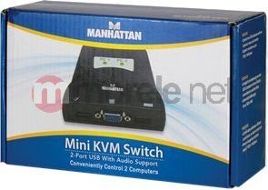 KVM-lüliti Manhattan 2-pordiline KVM VGA / USB 2x1 lüliti 3,5 mm helitoega hind ja info | Võrgulülitid | hansapost.ee