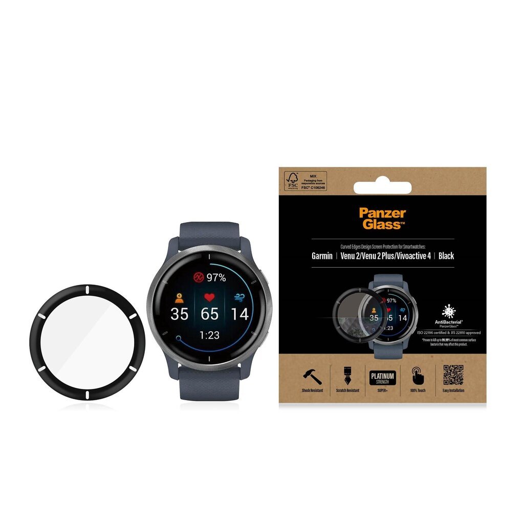 PanzerGlass Garmin Venu 2, must цена и информация | Nutikellade aksessuaarid ja tarvikud | hansapost.ee