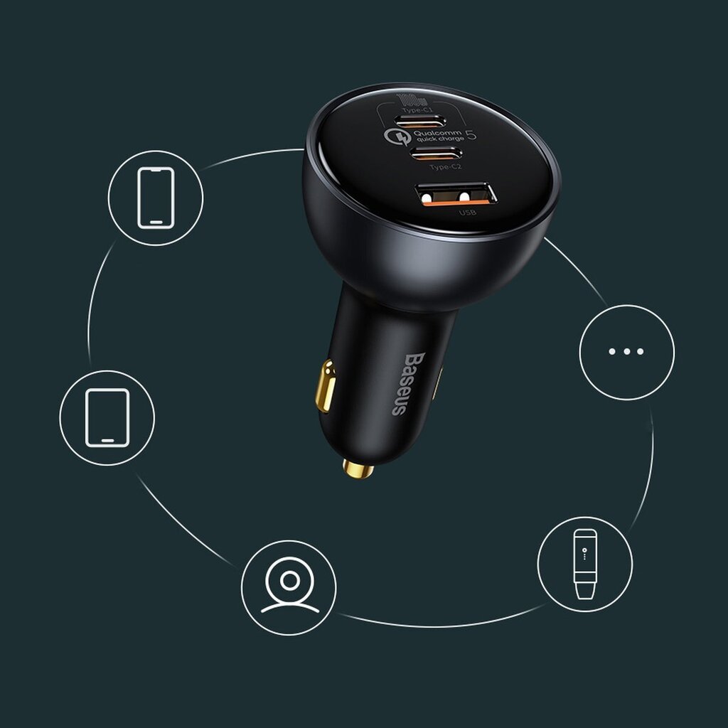 Baseus fast USB / USB car charger Type C 160W PPS Quick Charge 5 PD gray (TZCCZM-0G) hind ja info | Laadijad mobiiltelefonidele | hansapost.ee