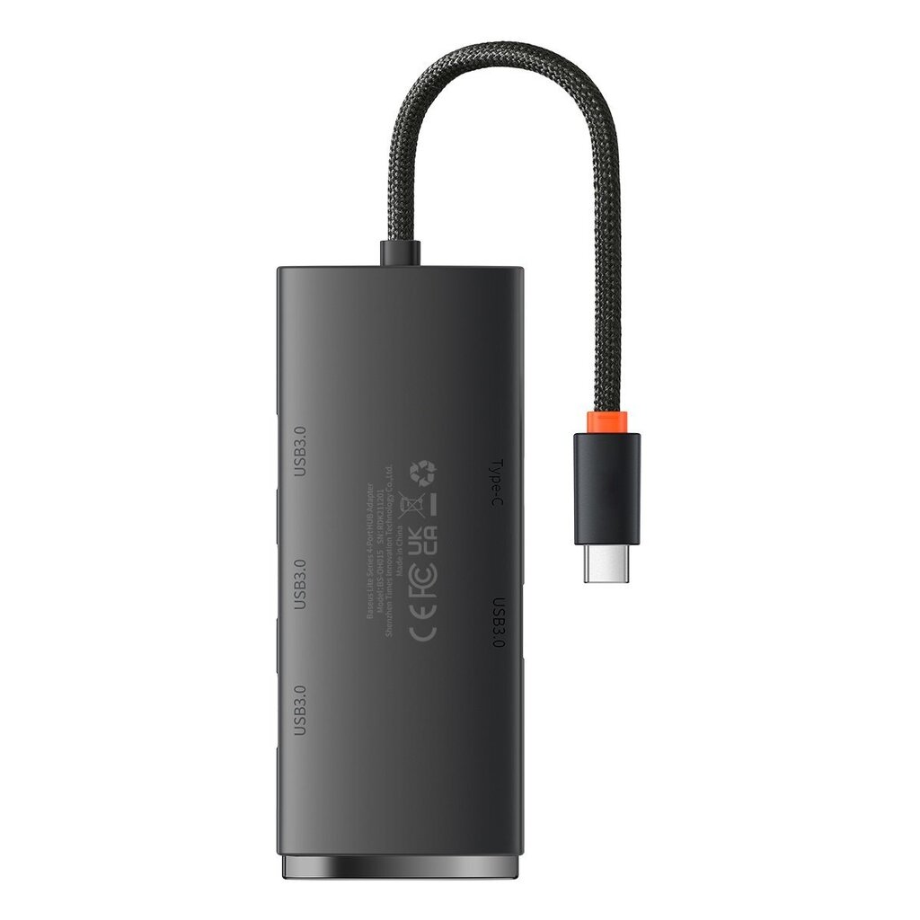 Baseus Lite Series HUB USB Type C adapter - 4x USB 3.0 25cm black (WKQX030301) цена и информация | USB adapterid ja jagajad | hansapost.ee