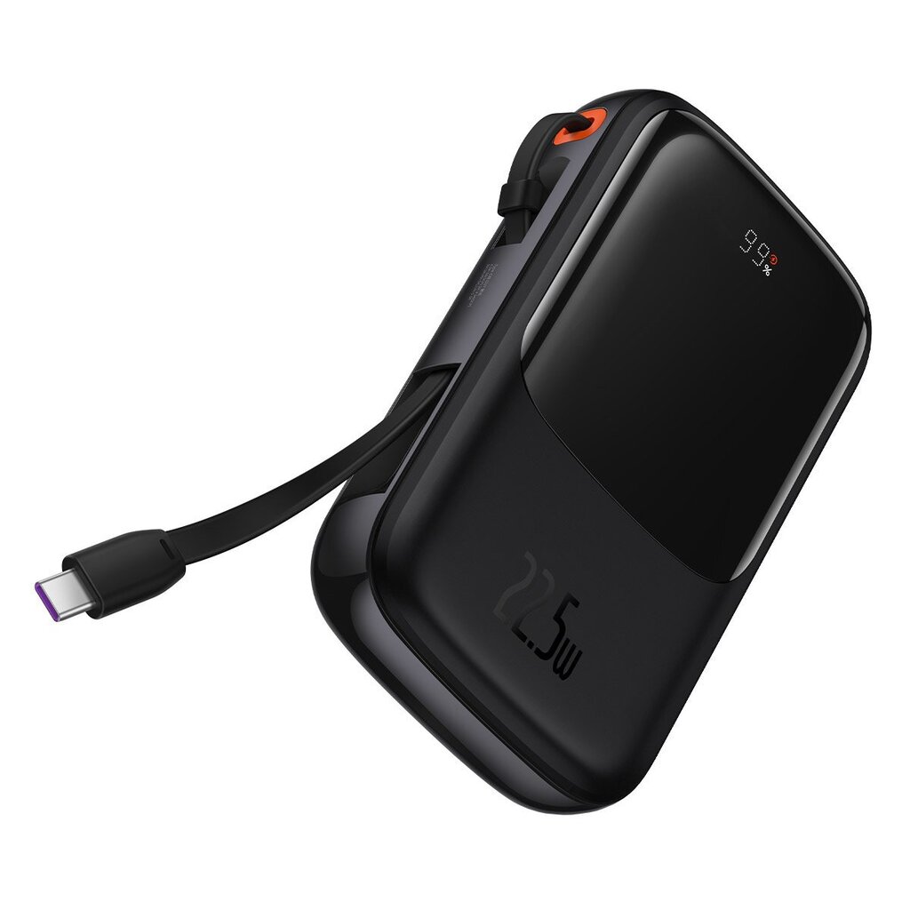 Baseus Qpow power bank 10000mAh built-in USB Type-C cable 22.5W Quick Charge SCP AFC FCP black (PPQD020101) цена и информация | Akupangad | hansapost.ee