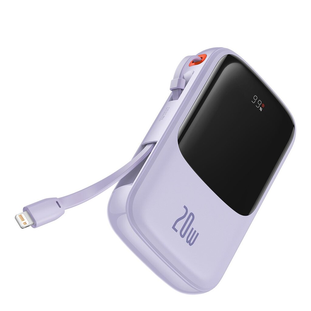 Baseus Qpow power bank 10000mAh built-in Lightning 20W Quick Charge cable SCP AFC FCP purple (PPQD020005) цена и информация | Akupangad | hansapost.ee