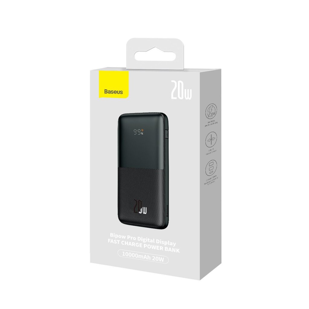 Baseus Bipow Pro powerbank 10000mAh 20W + USB 3A 0.3m cable black (PPBD040101) цена и информация | Akupangad | hansapost.ee