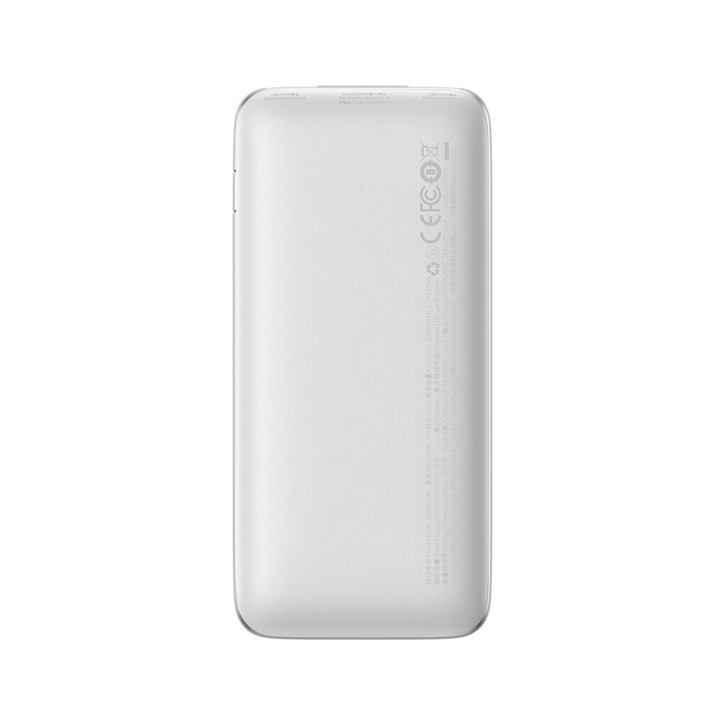 Baseus Bipow Pro powerbank 10000mAh 20W + USB 3A 0.3m cable white (PPBD040102) hind ja info | Akupangad | hansapost.ee