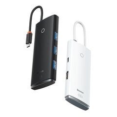 Baseus Lite Series adapter HUB USB Type C - HDMI / 4x USB 3.0 20cm black (WKQX040001) цена и информация | Baseus Компьютерная техника | hansapost.ee