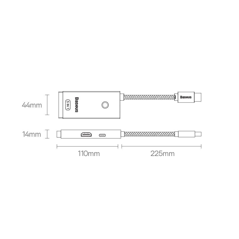 Baseus Lite Series adapter HUB USB Type C - HDMI / 4x USB 3.0 20cm black (WKQX040001) цена и информация | USB adapterid ja jagajad | hansapost.ee