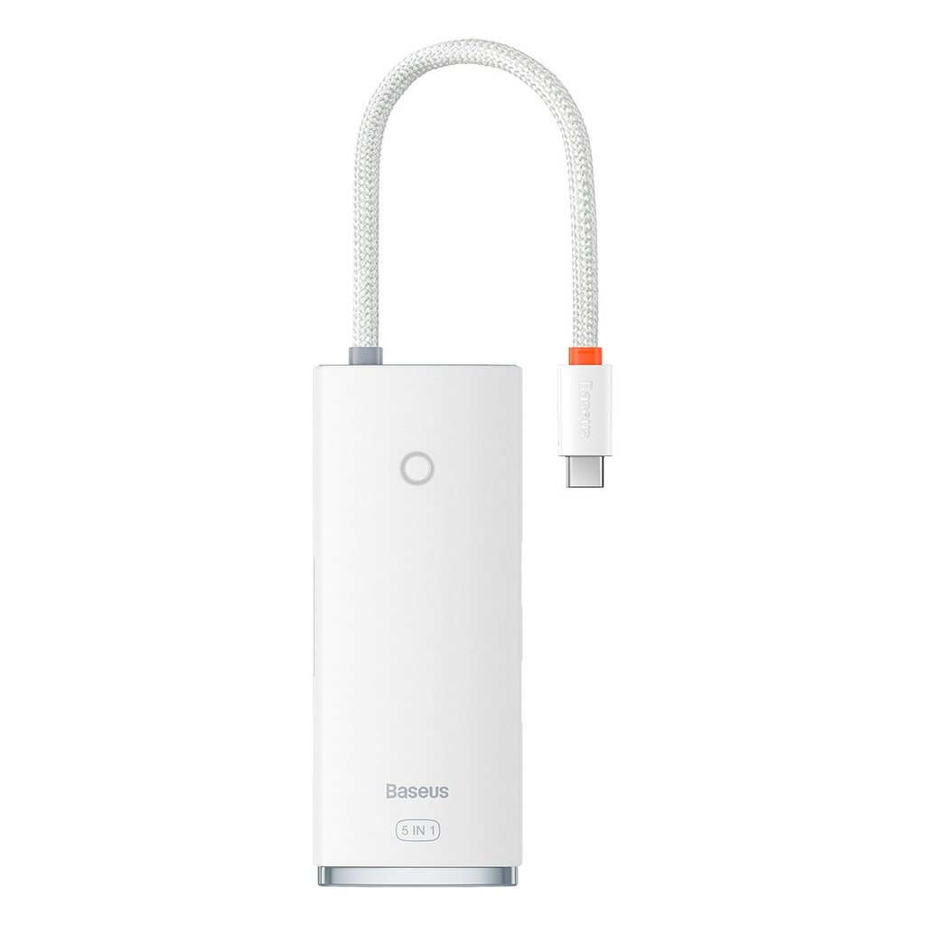 Baseus Lite Series adapter HUB USB Type C - HDMI / 4x USB 3.0 20cm white (WKQX040002) цена и информация | USB adapterid ja jagajad | hansapost.ee