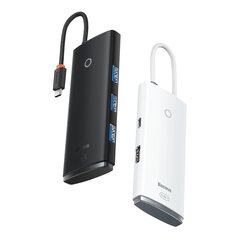 Baseus Lite Series adapter HUB USB Type C - HDMI / 4x USB 3.0 20cm white (WKQX040002) цена и информация | Адаптеры и USB-hub | hansapost.ee