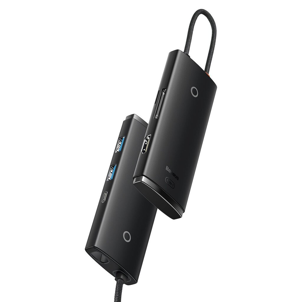 Baseus Lite Series multifunctional HUB USB Type C - 2 x USB 3.0 / USB Type C PD / HDMI 1,4 / SD / TF black (WKQX050101) цена и информация | USB adapterid ja jagajad | hansapost.ee