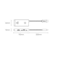 Кабель Baseus Lite Series multifunctional HUB USB Type C - 2 x USB 3.0 / USB Type C PD / HDMI 1,4 / SD / TF white (WKQX050102) цена и информация | Адаптеры и USB-hub | hansapost.ee