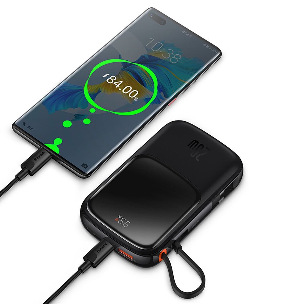 Baseus Qpow power bank 10000mAh built-in USB Type-C cable 22.5W Quick Charge SCP AFC FCP purple (PPQD020105) hind ja info | Akupangad | hansapost.ee