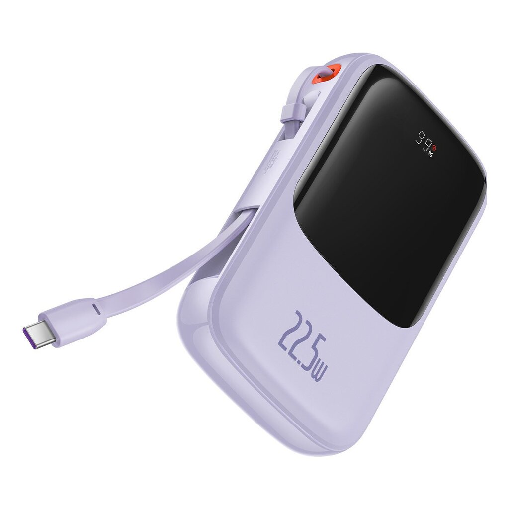 Baseus Qpow power bank 10000mAh built-in USB Type-C cable 22.5W Quick Charge SCP AFC FCP purple (PPQD020105) цена и информация | Akupangad | hansapost.ee