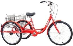 Kolmerattaline jalgratas taastusraviks Enero Rower 24", 1 rööbas, punane hind ja info | Jalgrattad | hansapost.ee