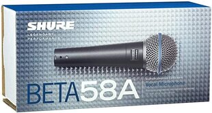 Микрофон Shure Beta 58A цена и информация | Shure Фотоаппараты, аксессуары | hansapost.ee