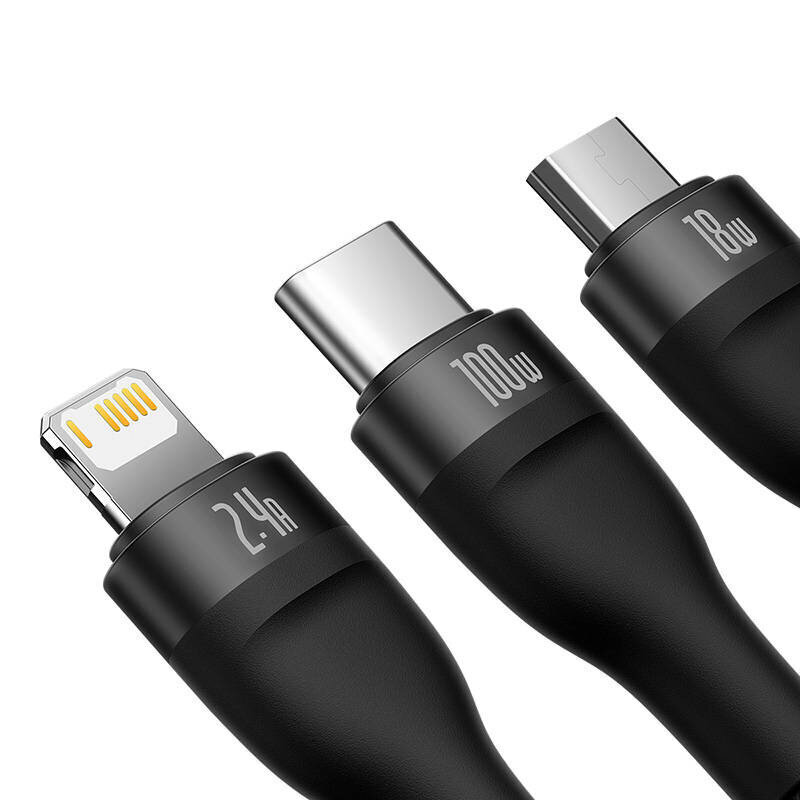 Baseus Flash Series, USB-C/Micro USB/Lightning, 1.2 m hind ja info | Juhtmed ja kaablid | hansapost.ee