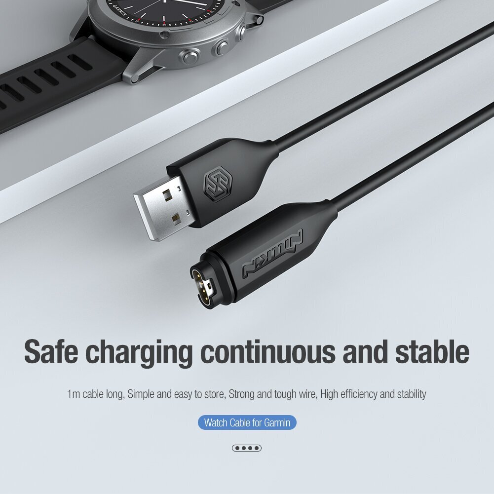 USB andme- ja laadimiskaabel Garmin Watch-le Nillkin, must hind ja info | Mobiiltelefonide kaablid | hansapost.ee
