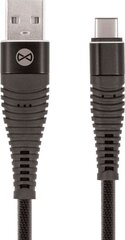 Forever USB type-C cable Shark black hind ja info | Mobiiltelefonide kaablid | hansapost.ee
