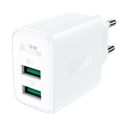 Acefast charger 2x USB 18W QC 3.0, AFC, FCP white (A33 white) цена и информация | Зарядные устройства для телефонов | hansapost.ee